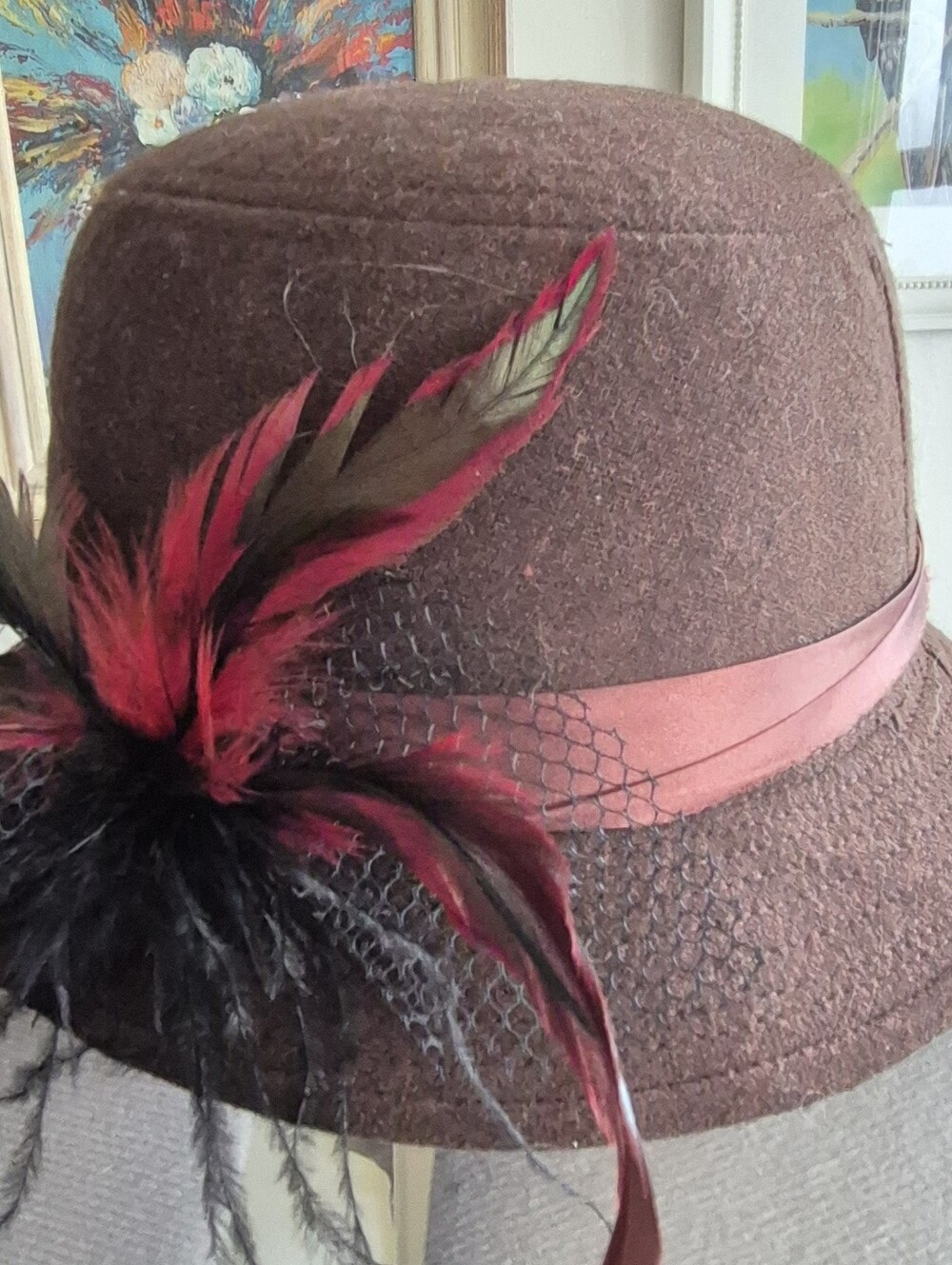Vintage Wool and Feather Hat
